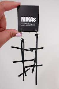 Mikas: Mikas Web 2 Earrings - Black