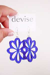 Winter Layering With Dihlia: Devise Flower Earrings - Blue