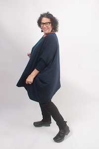 300 And Up: TCD Habitat Top - Navy Merino (LUCKY LAST - OS = 14/24)