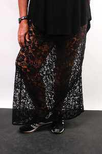 Under 300: TCD Pansy Bias Cut Skirt - Black lace