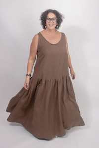 TCD Petticoat Dress - Brown Viscose Linen