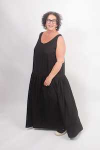 Linen: TCD Petticoat Dress - Black Viscose Linen (LUCKY LAST XL = 22-24)