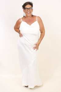 TCD Long Flounce Bias Slip Dress - Cream