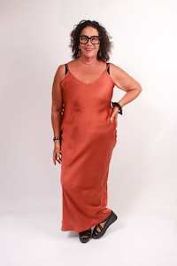 3 Piece Dressing Collection: TCD Long Bias Slip Dress- Copper Satin