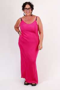 3 Piece Dressing Collection: TCD Long Bias Slip Dress - Cerise Pink