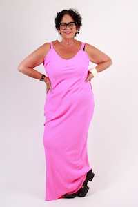3 Piece Dressing Collection: TCD Long Bias Slip Dress- Bubblegum Pink