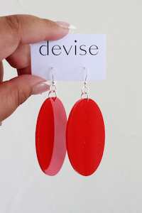 Devise Oval Earrings - Red (LUCKY LAST)
