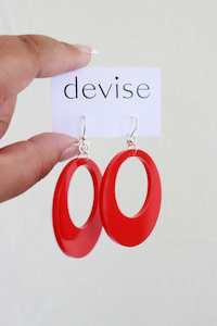 Devise Drop Circle Earrings - Red