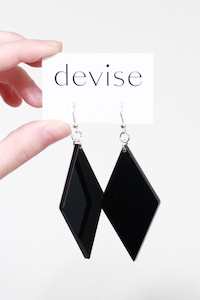 Devise Diamond Drop Earrings - Black