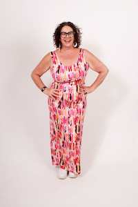 TCD Long La Bella Dress - Lipstick Print