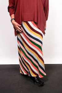 TCD Pansy Bias Cut Skirt - Colourful Stripes