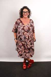 Under 300: TCD Tranquil Dress - Chocolate Ruby Swirls