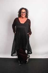 Under 300: TCD Reveal Tunic - Sheer Silk Black