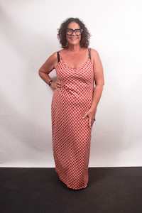 3 Piece Dressing Collection: TCD Long Bias Slip Dress - Red Check