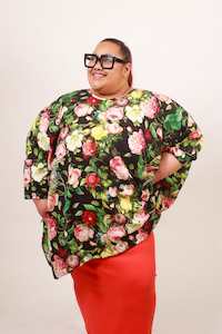 Lucky Lasts: TCD - Woven Tee Top - Black Floral LUCKY LAST Sml-14-20