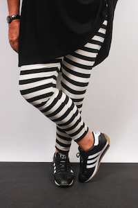 Under 200: TCD Leggings - Big Stripe Cream/Black