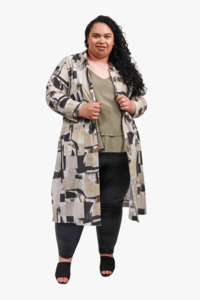 Size 1 16: TCD Cleo Summer Coat Split - Part Side Print