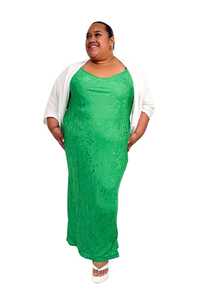 Tcd The Carpenters Daughter: TCD Long Bias Slip Dress - Kelly Green Satin