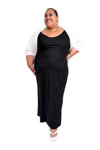 TCD Long Bias Slip Dress - Black Linen Viscose Blend