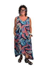 TCD Long Athena Dress - Orange Island Breeze