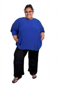 Tcd The Carpenters Daughter: TCD - Woven Tee Top - Cobalt Blue