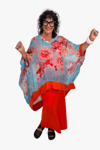 TCD Mod Top - Silk Turq Print (orange band)