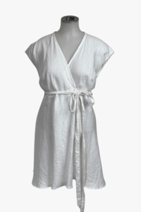 Under 100: TCD Sample - Linen Wrap Dress  - White