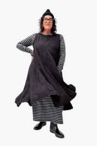 (TCD Long Thumbelina Dress - Grey Stripe