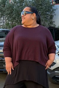TCD Lockdown Crop - Burgundy Stripe Merino