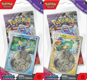 Products: Temporal Forces Single Booster Blister Set with Bellibolt & Carvanha Promo TCG NZ