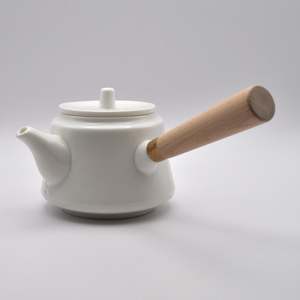 White Ceramic Teapot with Side Handle Tea Set