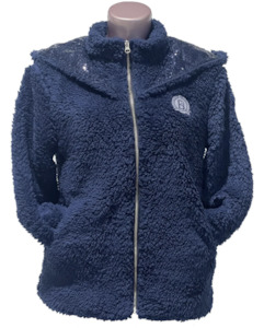 Children: Taggie Mini Navy Double Collar Teddy Bear Fleece