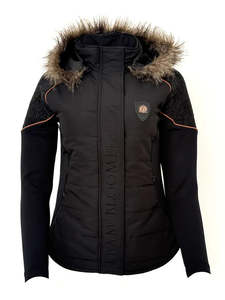 Clothing: Francesca Black With Rose Gold Lace And Fur Jacket