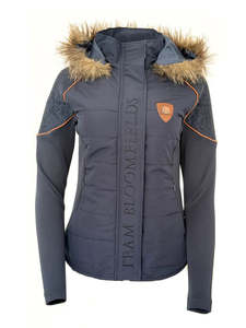 Clothing: Francesca Navy With Rose Gold Lace And Fur Jacket