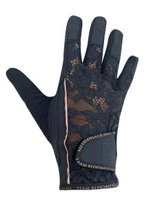 Concours Elegant Navy & Rose Gold Lace Gloves