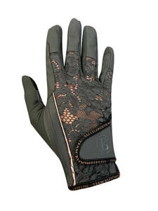 Accessories: Concours Elegant Grey & Rose Gold Lace Gloves