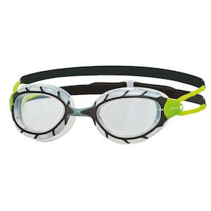 Goggles Adult Pool Training: Zoggs - Predator Goggle - Regular Fit - Clear Lens - Black/Green Frame