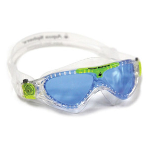 1 All Goggles: Aqua Sphere - Vista Junior Mask - Blue Lens Clear/Green Frame
