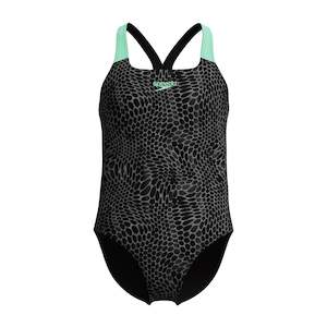 Speedo - Girls - Endurance+ Digital Allover Powerback One Piece - Alfalafa Green