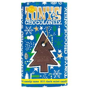 Food: Tony's Chocolonely 180g Dark Chocolate Mint Candy Cane