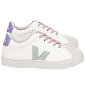 Veja Kid's Sneakers Esplar Laces Chromefree Leather - White, Matcha, Lavender