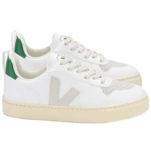 Veja Kid's Sneakers V-10 Laces - White, Pierre, Emerald