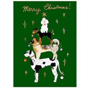 Carolyn Suzuki: Carolyn Suzuki Christmas Card - Pup Tree
