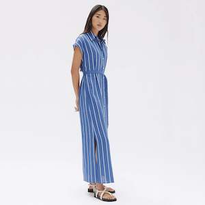 Outlet Clothing Accessories: Assembly Label Ayla Stripe Shirt Dress - Royal / White
