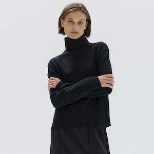 Assembly Label Leanna Wool Cashmere Roll Neck Knit Sweater - Black