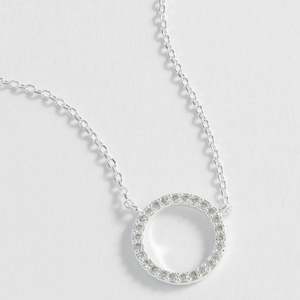 Hair Jewellery: Estella Bartlett Large Pave Set Circle Necklace - Silver Plated