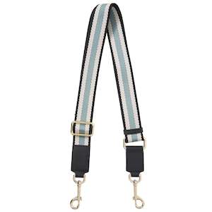 Handbags: Saben Feature Webbing Strap - Black, White & Duck Egg Stripe
