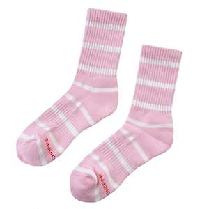 Le Bon Shoppe Striped Boyfriend Socks - Pink & White