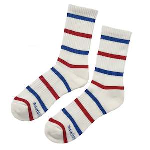 Le Bon Shoppe Striped Boyfriend Socks - Red & Blue