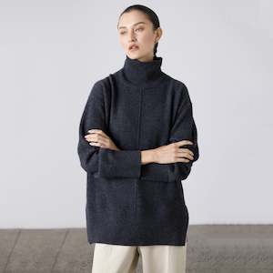 Womens Tops: Laing Leisa Cashmere Wool Knit Sweater - Charcoal